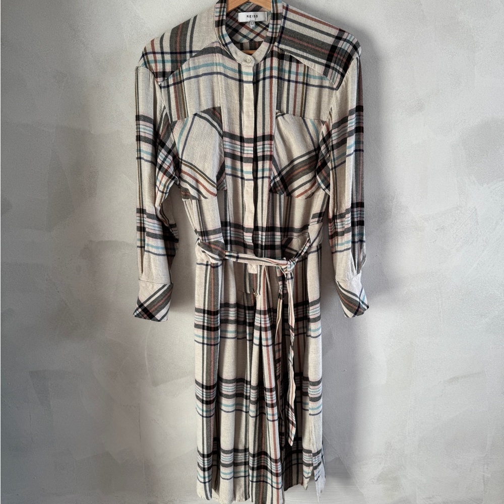 Reiss - Multicolor Long Sleeve Plaid Dress- Size 6